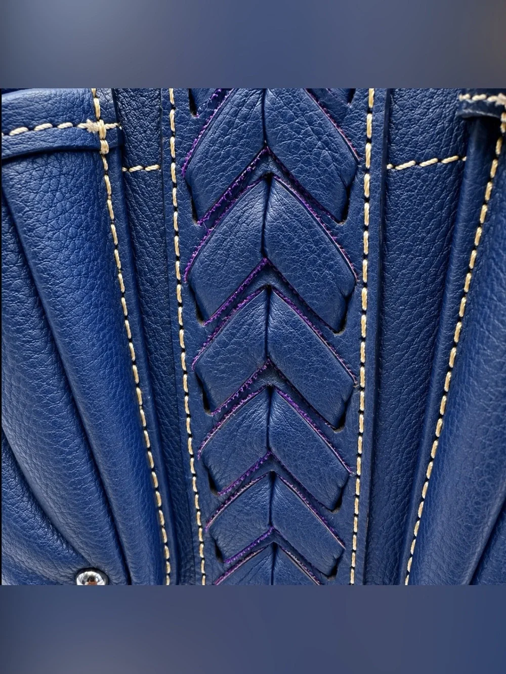 Tignanello Pebbled Leather Purse Bag Periwinkle Blue - Purple